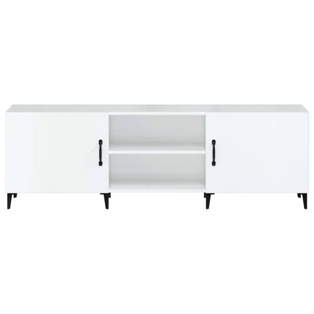 The Living Store Tv-kast - Klassiek - Stereokast - 150x30x50cm - Hoogglans wit