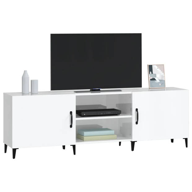 The Living Store Tv-kast - Klassiek - Stereokast - 150x30x50cm - Hoogglans wit