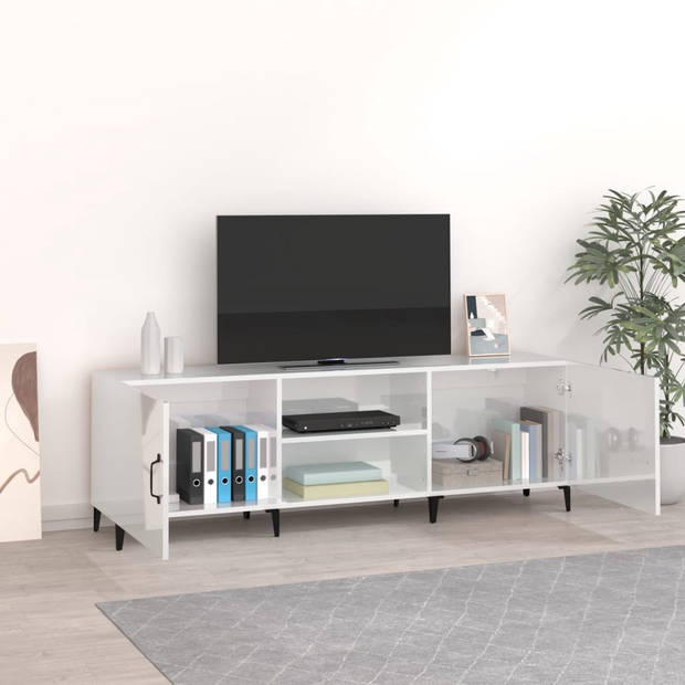 The Living Store Tv-kast - Klassiek - Stereokast - 150x30x50cm - Hoogglans wit