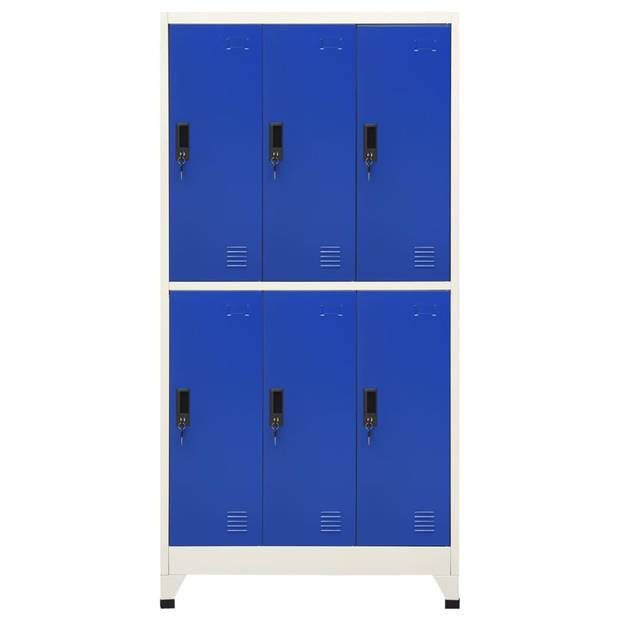 The Living Store Lockerkast - Modern - Opbergkast - 90 x 45 x 180 cm - Staal - Grijs/Blauw