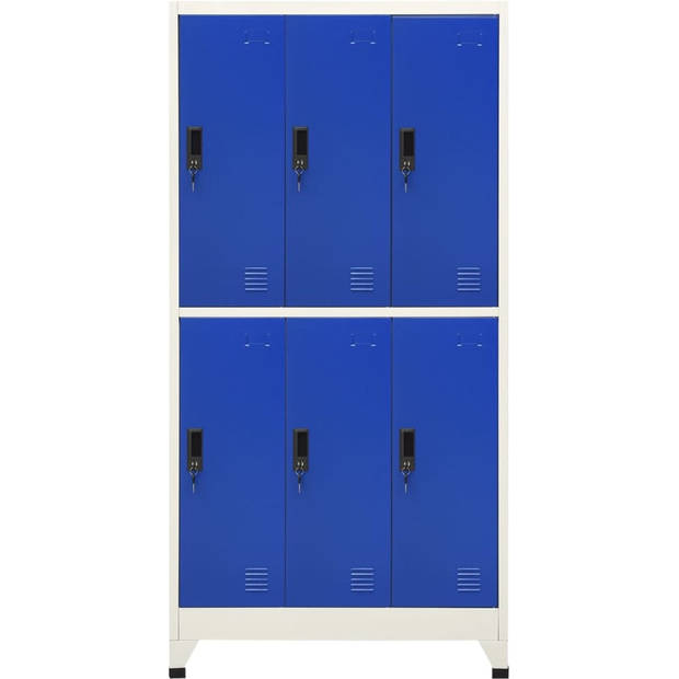 The Living Store Lockerkast - Modern - Opbergkast - 90 x 45 x 180 cm - Staal - Grijs/Blauw