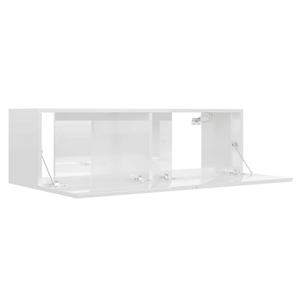 The Living Store Tv-kast - hoogglans wit - 100 x 30 x 30 cm - neerklapbare deuren