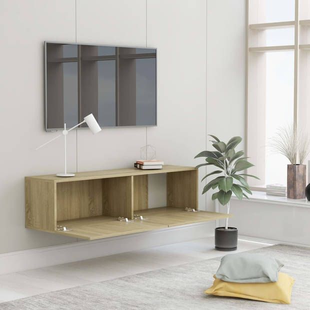 The Living Store Televisiekast TV s - Sonoma Eiken - 120 x 30 x 30 cm