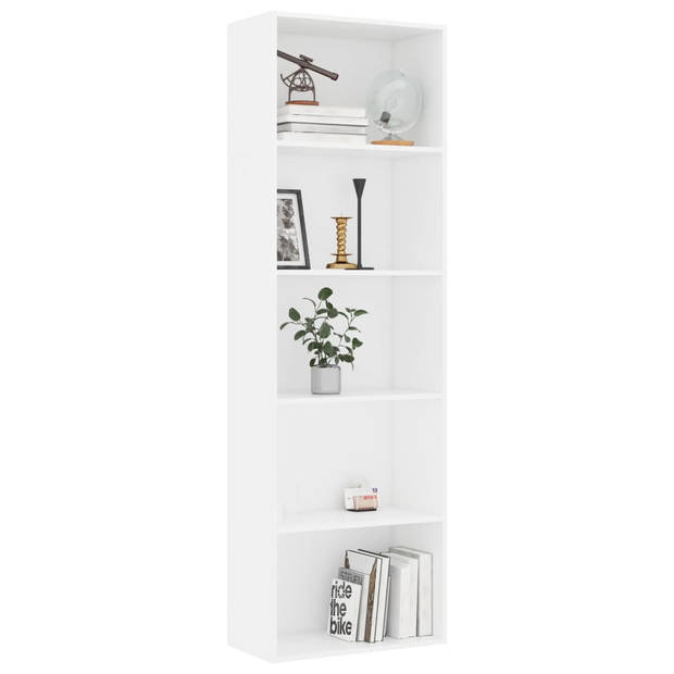 The Living Store Boekenkast - Wit - 60 x 30 x 189 cm - Hoogwaardig bewerkt hout