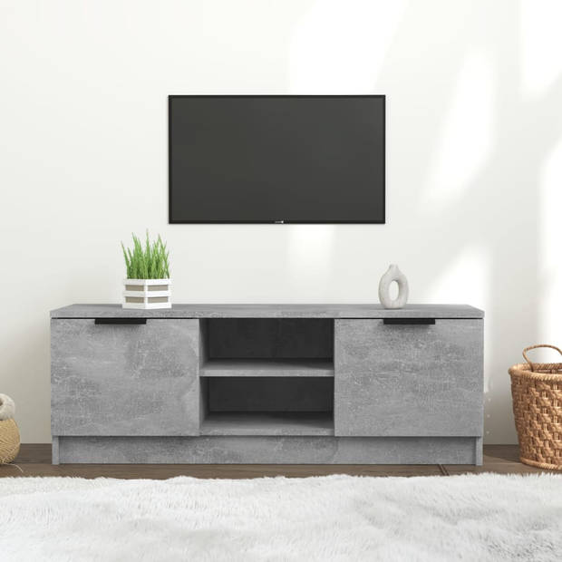 The Living Store TV-meubel Betongrijs 102x35x36.5cm - ruim opbergmeubel