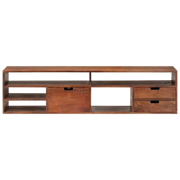 The Living Store Houten TV-kast - 140 x 30 x 35 cm - Acaciahout - 3 lades - 5 open vakken