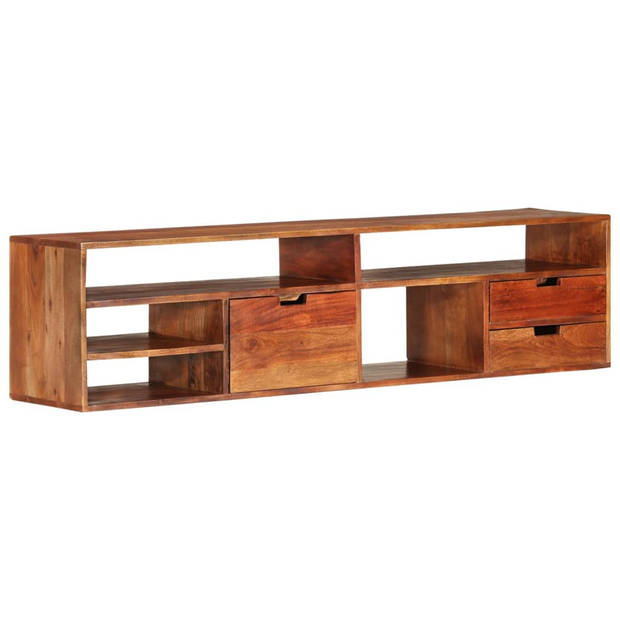 The Living Store Houten TV-kast - 140 x 30 x 35 cm - Acaciahout - 3 lades - 5 open vakken