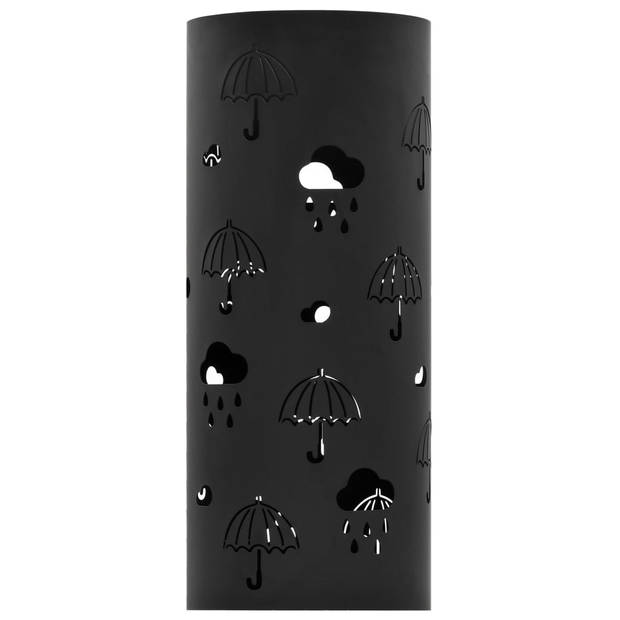 The Living Store Parapluhouder Modern Staal - 20 x 48.5 cm - Zwart