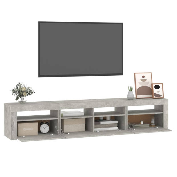 vidaXL Tv-meubel met LED-verlichting 210x35x40 cm betongrijs