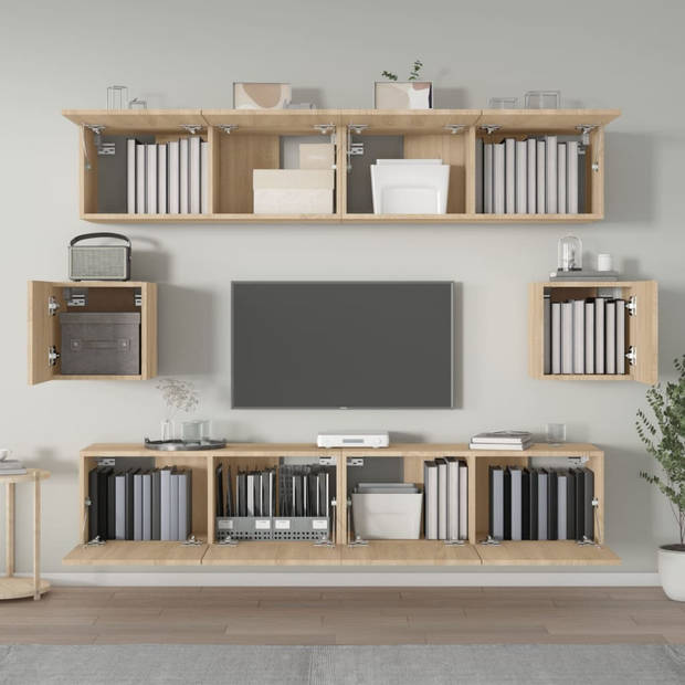 The Living Store televisiemeubelset - Sonoma eiken - 4x 80x30x30cm - 2x 30.5x30x30cm