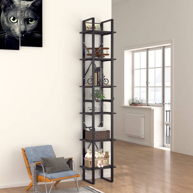 The Living Store Boekenkast Industrieel - 40 x 30 x 210 cm - Grijs - Spaanplaat en metaal