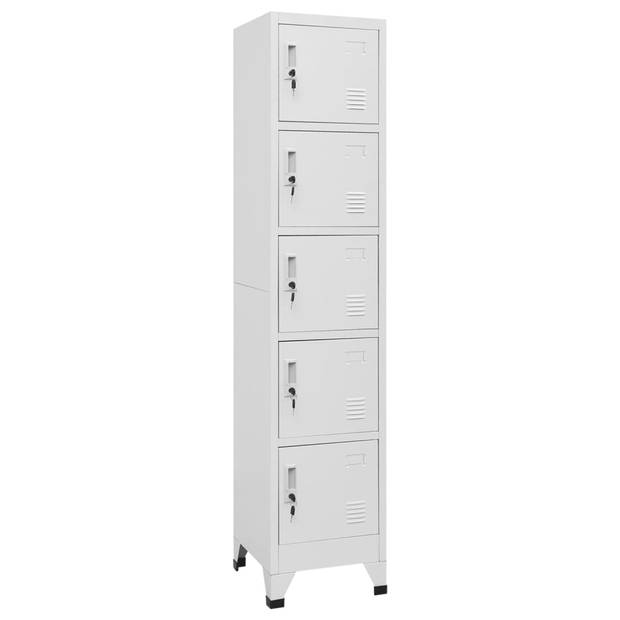 The Living Store Lockerkast - Staal - Lichtgrijs - 38 x 40 x 180 cm - Afsluitbare deuren