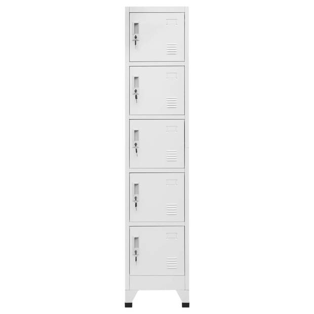 The Living Store Lockerkast - Staal - Lichtgrijs - 38 x 40 x 180 cm - Afsluitbare deuren