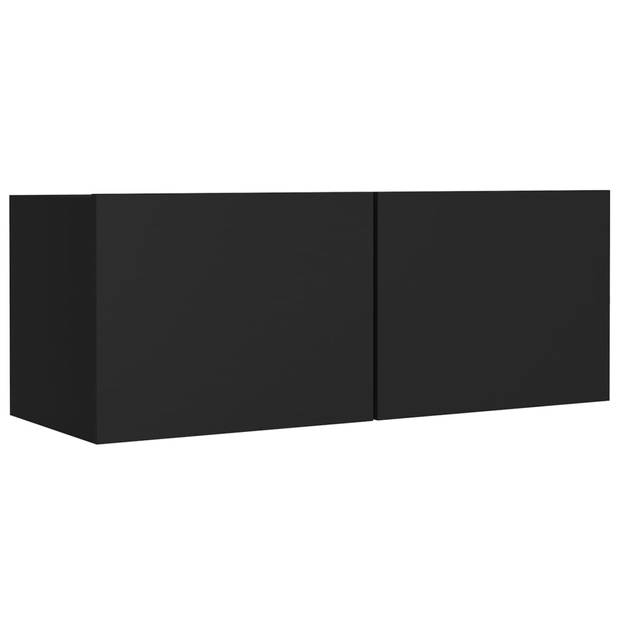 The Living Store TV-meubelset - zwart - 2x 80x30x30 cm + 2x 30.5x30x90 cm