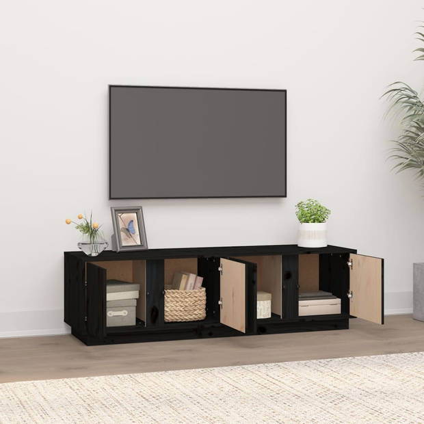 The Living Store TV-kast Grenenhout - 140 x 40 x 40 cm - Zwart