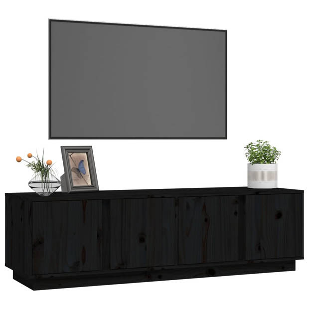 The Living Store TV-kast Grenenhout - 140 x 40 x 40 cm - Zwart