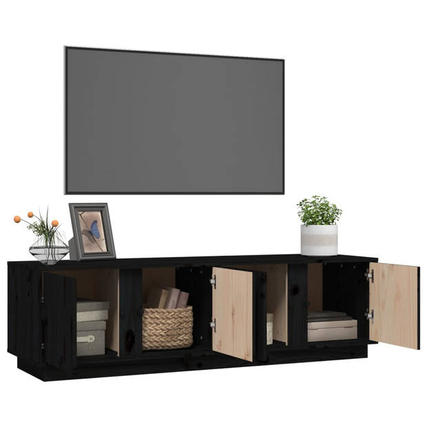 The Living Store TV-kast Grenenhout - 140 x 40 x 40 cm - Zwart