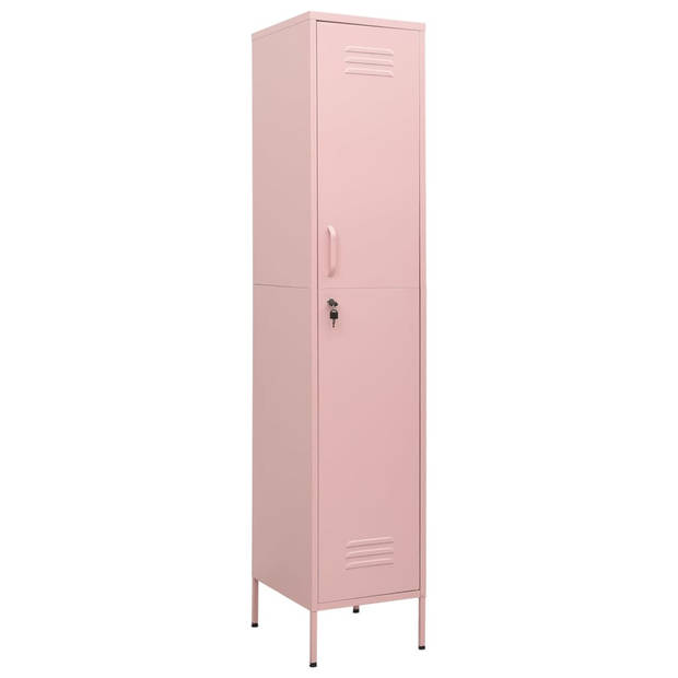 The Living Store Lockerkast - Moderne opbergkast - Roze - 35 x 46 x 180 cm - Staal