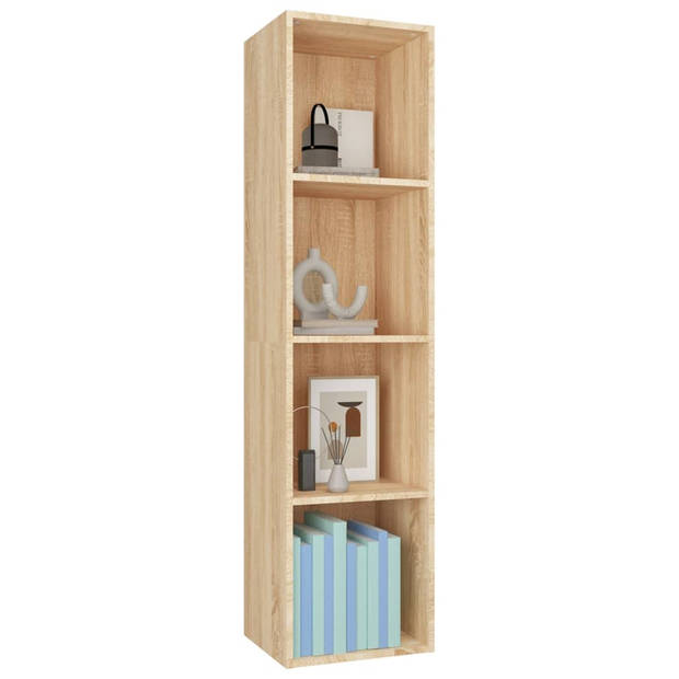 The Living Store Boekenkast - Klassiek - Bewerkt hout - 36 x 30 x 143 cm - Sonoma eiken