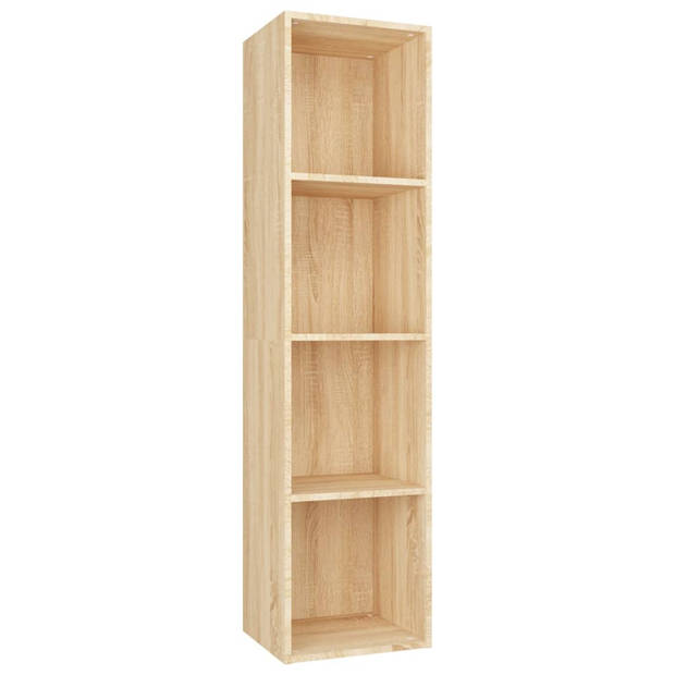 The Living Store Boekenkast - Klassiek - Bewerkt hout - 36 x 30 x 143 cm - Sonoma eiken