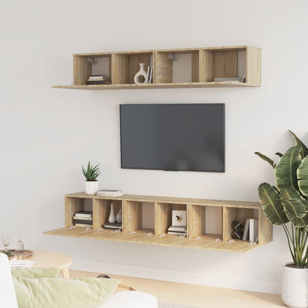 The Living Store TV-meubel set - Sonoma eiken - 3x 60x30x30cm + 2x 80x30x30cm