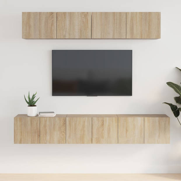 The Living Store TV-meubel set - Sonoma eiken - 3x 60x30x30cm + 2x 80x30x30cm
