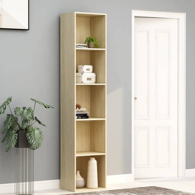 The Living Store Boekenkast - Sonoma Eiken - 40x30x189 cm - 5 schappen