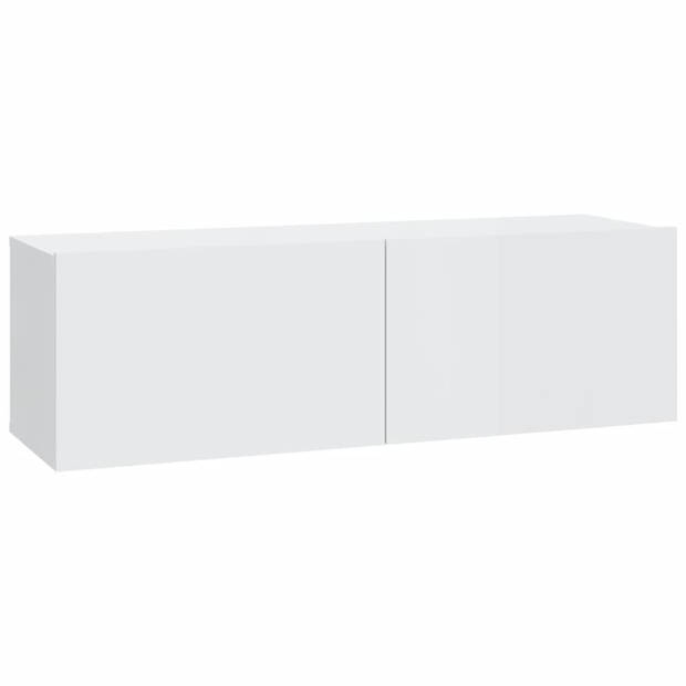 The Living Store Televisiemeubelset A - Hoogglans wit - 60x30x30 80x30x30 100x30x30 30.5x30x30 - Wandgemonteerd