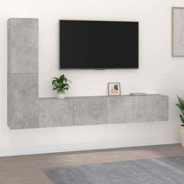 The Living Store Televisiemeubelset - Betongrijs - 80 x 30 x 30 cm en 30.5 x 30 x 60 cm