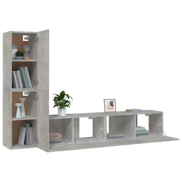 The Living Store Televisiemeubelset - Betongrijs - 80 x 30 x 30 cm en 30.5 x 30 x 60 cm