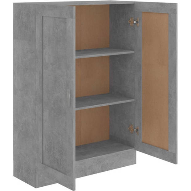 The Living Store Boekenkast Betongrijs - 82.5 x 30.5 x 115 cm - 3 vakken - 2 deuren