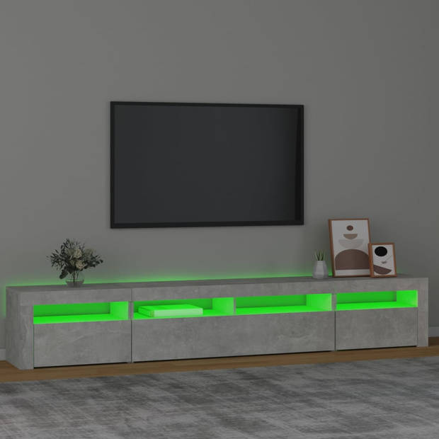 The Living Store TV-meubel Betongrijs 240x35x40 cm - RGB LED-verlichting