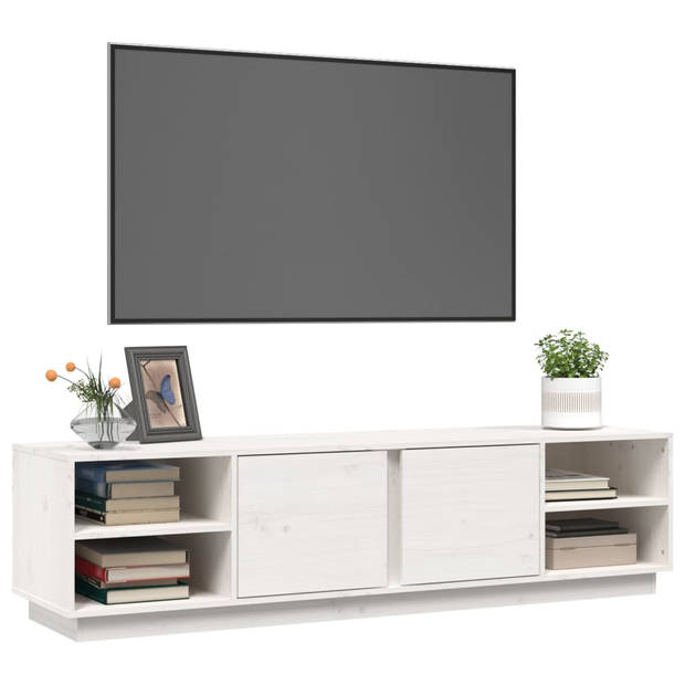 The Living Store TV-meubel - Grenenhout - 156 x 40 x 40 cm - Wit