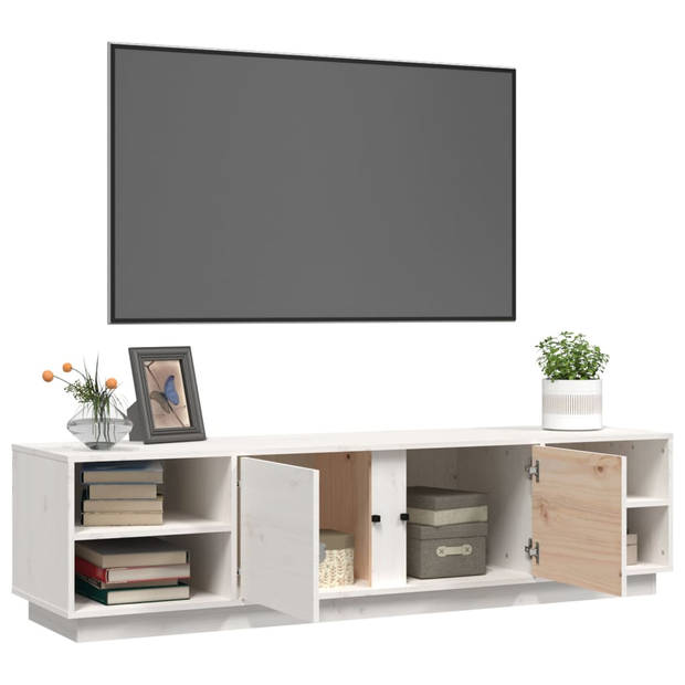 The Living Store TV-meubel - Grenenhout - 156 x 40 x 40 cm - Wit