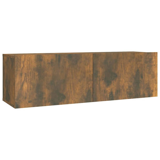 The Living Store TV-meubelset Hout - 100x30x30cm en 80x30x30cm - Gerookt eiken