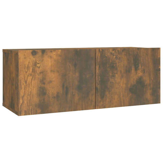 The Living Store TV-meubelset Hout - 100x30x30cm en 80x30x30cm - Gerookt eiken