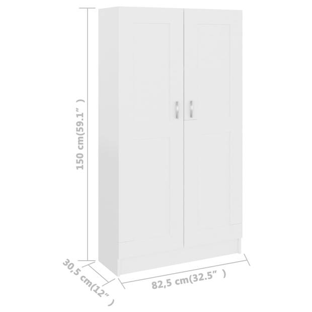 vidaXL Boekenkast 82,5x30,5x150 cm bewerkt hout wit