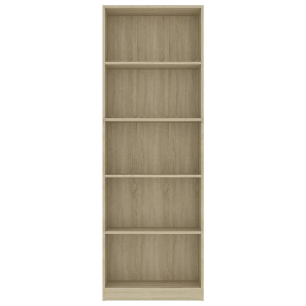 vidaXL Boekenkast met 5 schappen 60x24x175 cm bewerkt hout sonoma eik