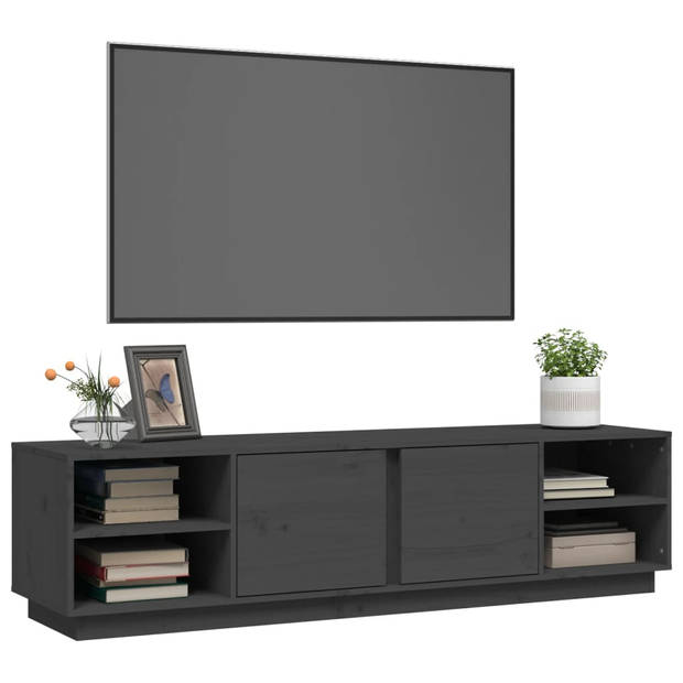 The Living Store Tv-meubel - Grenenhout - 156 x 40 x 40 cm - Grijs