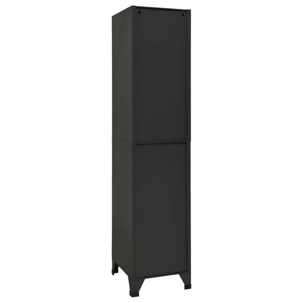 The Living Store lockerkast - antraciet - 38 x 45 x 180 cm - stalen opbergkast