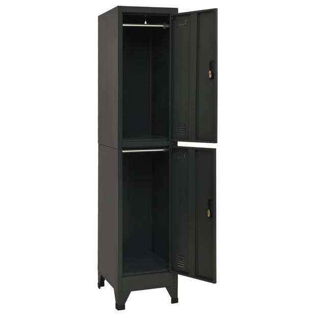 The Living Store lockerkast - antraciet - 38 x 45 x 180 cm - stalen opbergkast