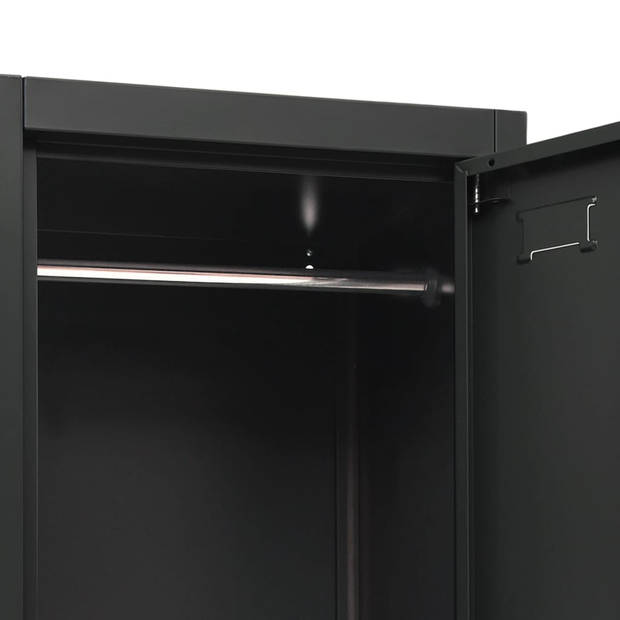 The Living Store lockerkast - antraciet - 38 x 45 x 180 cm - stalen opbergkast