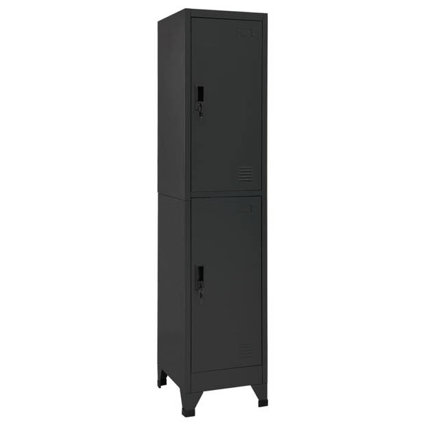 The Living Store lockerkast - antraciet - 38 x 45 x 180 cm - stalen opbergkast