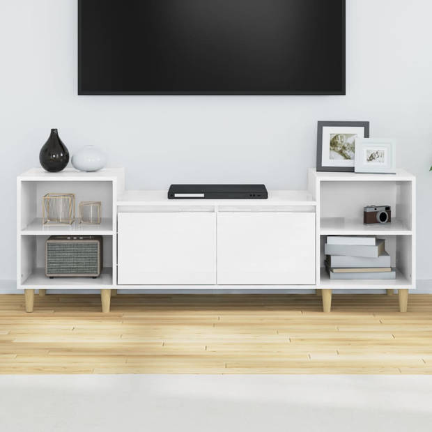 The Living Store Tv-meubel - - 6 vakken - Hoogglans wit - 160 x 35 x 55 cm (B x D x H)