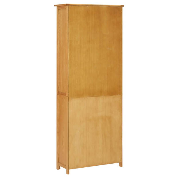 The Living Store Boekenkast Vintage MDF - 70 x 30 x 180 cm - massief eikenhout - 3 schappen en 2 deuren