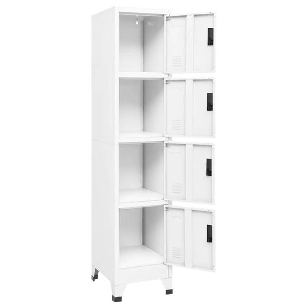 The Living Store Lockerkast - Staal - 38 x 45 x 180 cm - Wit - 4 afsluitbare deuren