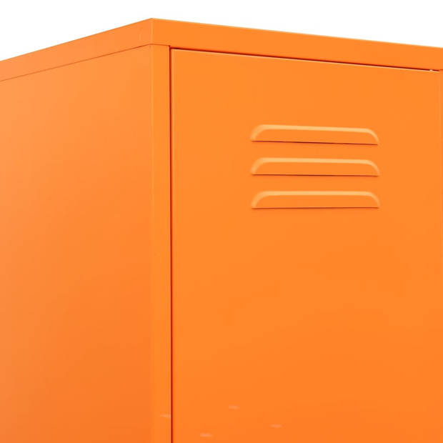 The Living Store lockerkast Oranje Staal - 35 x 46 x 180 cm - Inclusief slot - Verstelbare schappen - Draagvermogen 40