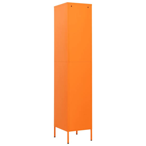 The Living Store lockerkast Oranje Staal - 35 x 46 x 180 cm - Inclusief slot - Verstelbare schappen - Draagvermogen 40