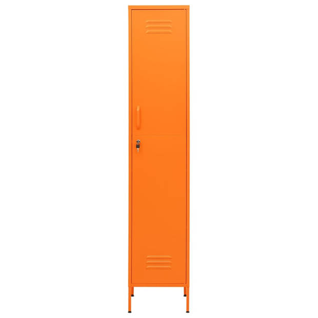 The Living Store lockerkast Oranje Staal - 35 x 46 x 180 cm - Inclusief slot - Verstelbare schappen - Draagvermogen 40