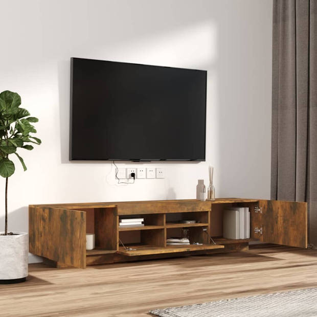 The Living Store Tv-meubel - Product - Tv-meubel met LED-verlichting - 100/80 x 35 x 40 cm - Gerookt eiken